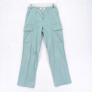 YMI Green Cargo Pants Juniors 3/26 Mid Rise Straight Leg Cotton Spandex 02Y18